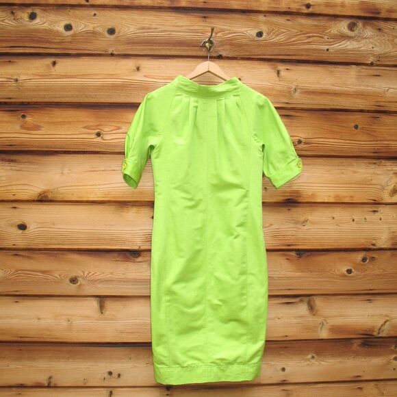 Vintage Lime Green Sheath Dress Pockets - Picture 3 of 9
